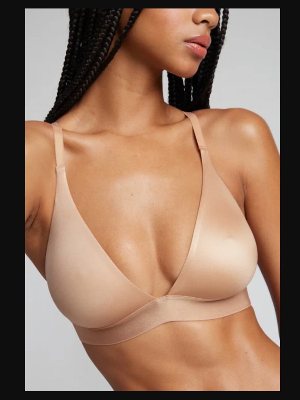 Negative Glacé Triangle Bra in Buff, 0